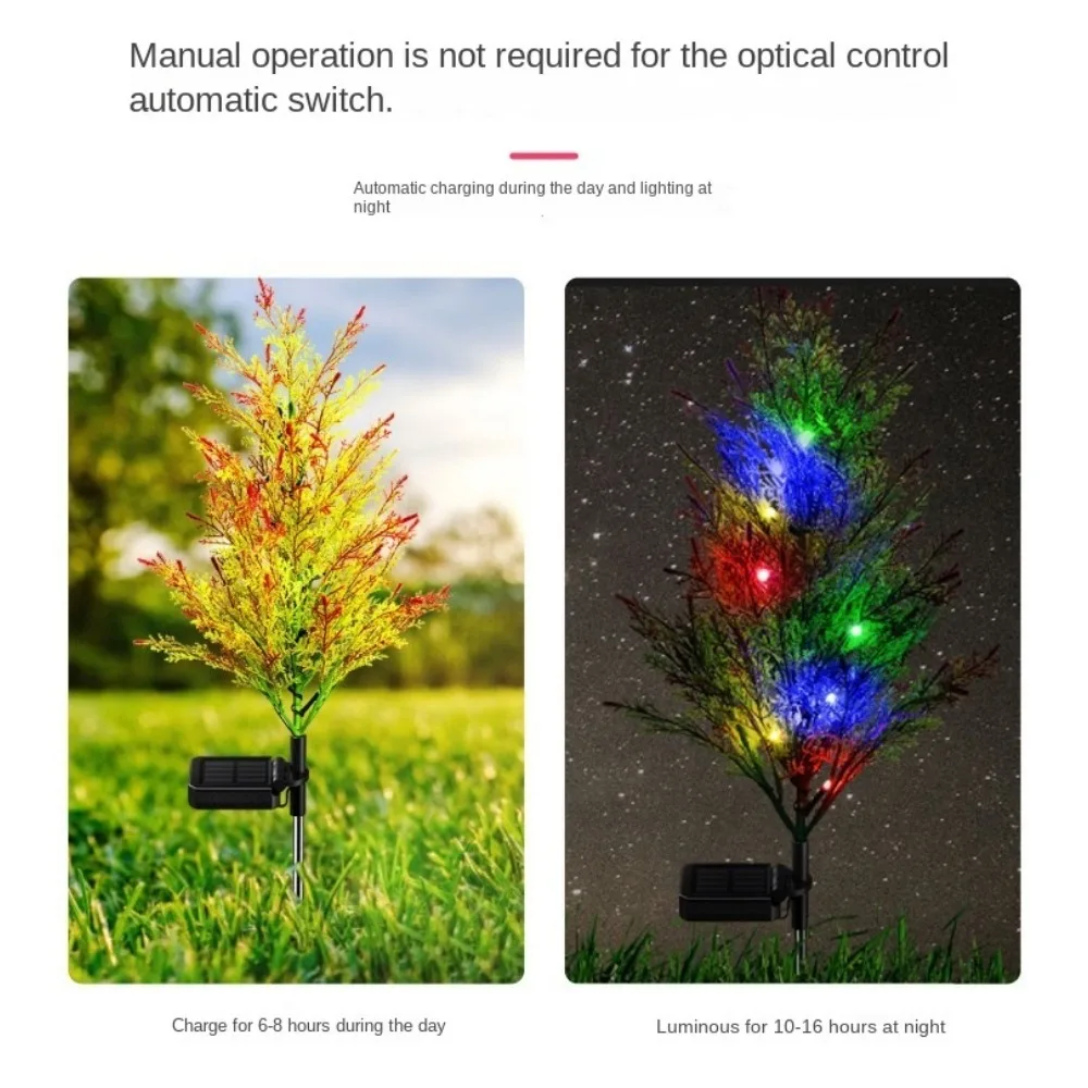 Solar Christmas Pine and Cypress Lawn Lamp LED Festive Garden Spike Decorative Standing Garden Lamp Waterproof Garden Spot