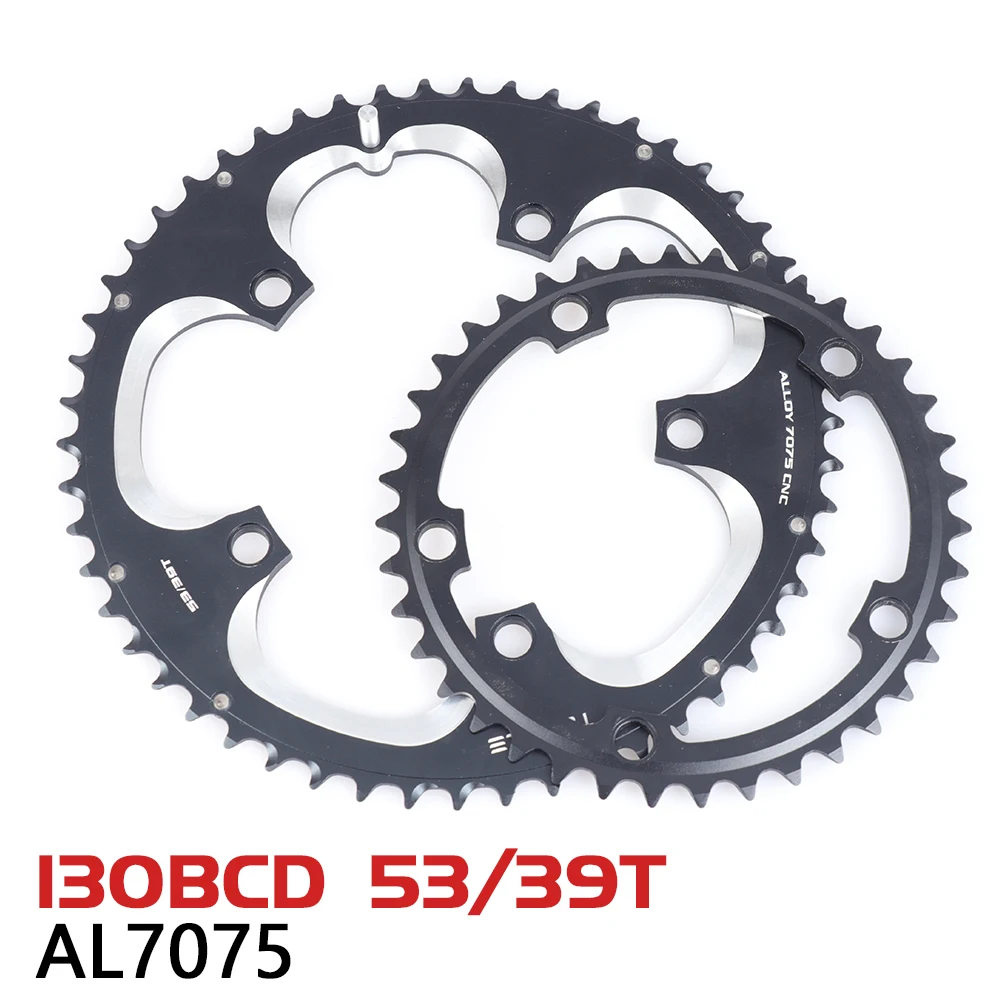 

2Pcs/Set YEENOR Chainring 130BCD Road Bicycle Sprockets Double Chainwheel 39T/53T Aluminum Alloy 7075 10/11 Speed Bike Parts