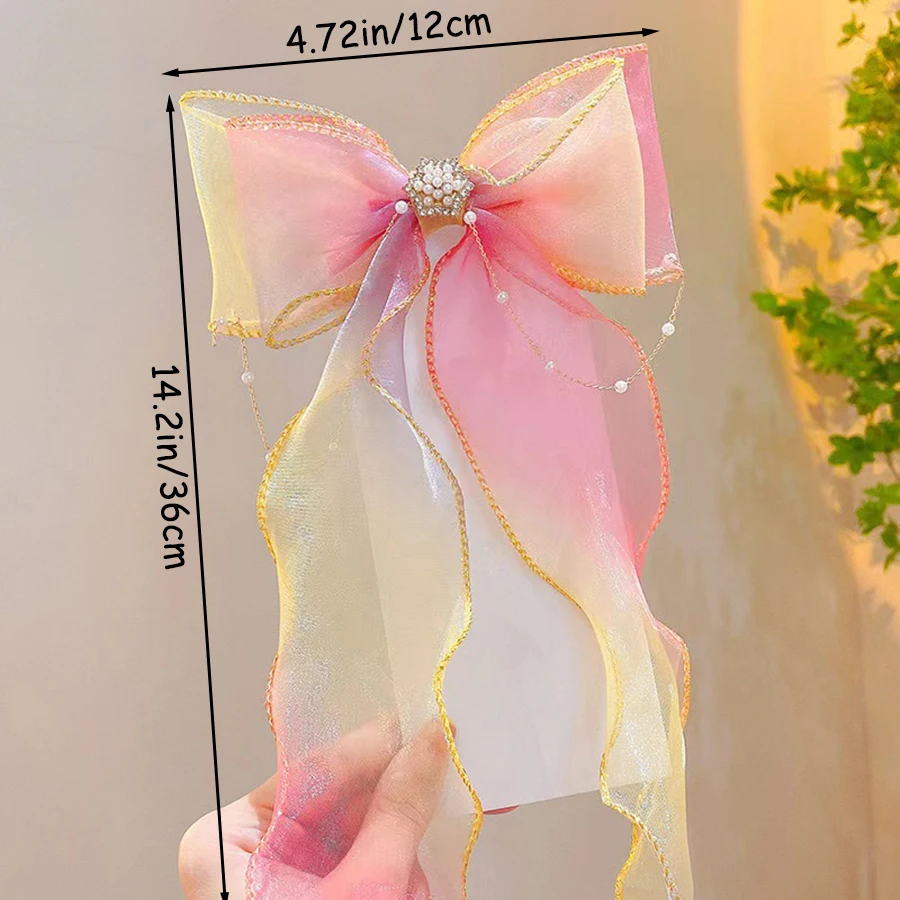 5Pcs Fashion Hair Accessories New Girls Cute Colorful Chiffon Bow Ribbon Hairpins Children Sweet Hair Clips Hair Accessories