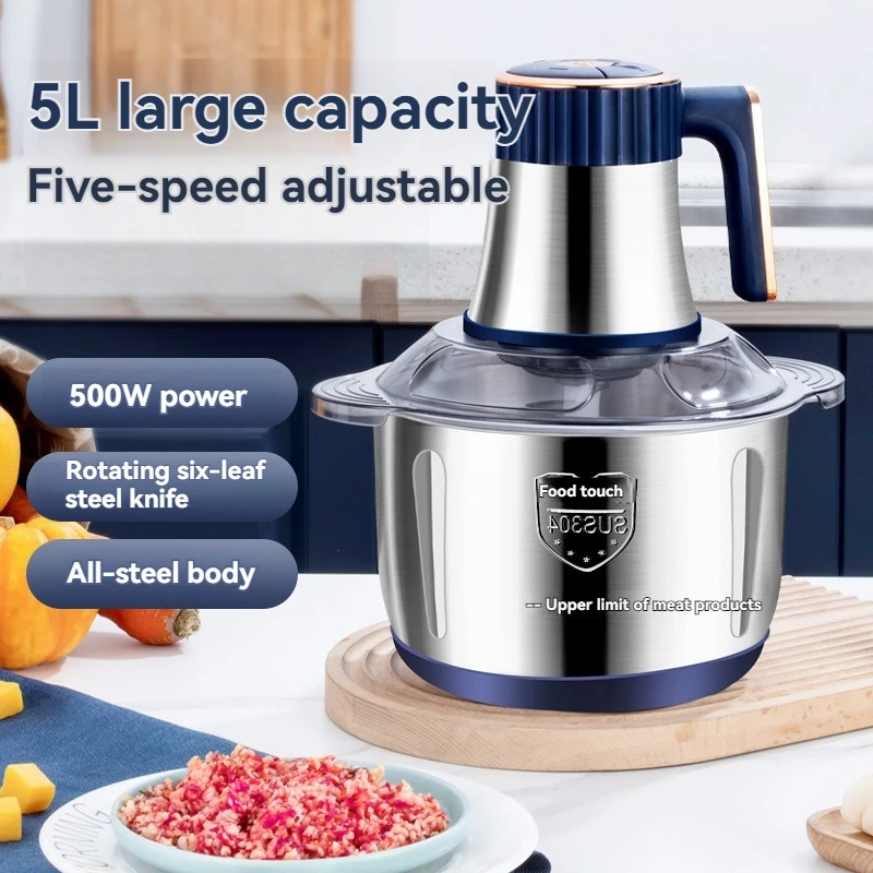 5L Electric Meat Grinders Multifunctional Food Crusher Stainless Steel Vegetable Slicer Processor Chopper Kitchen Appliances