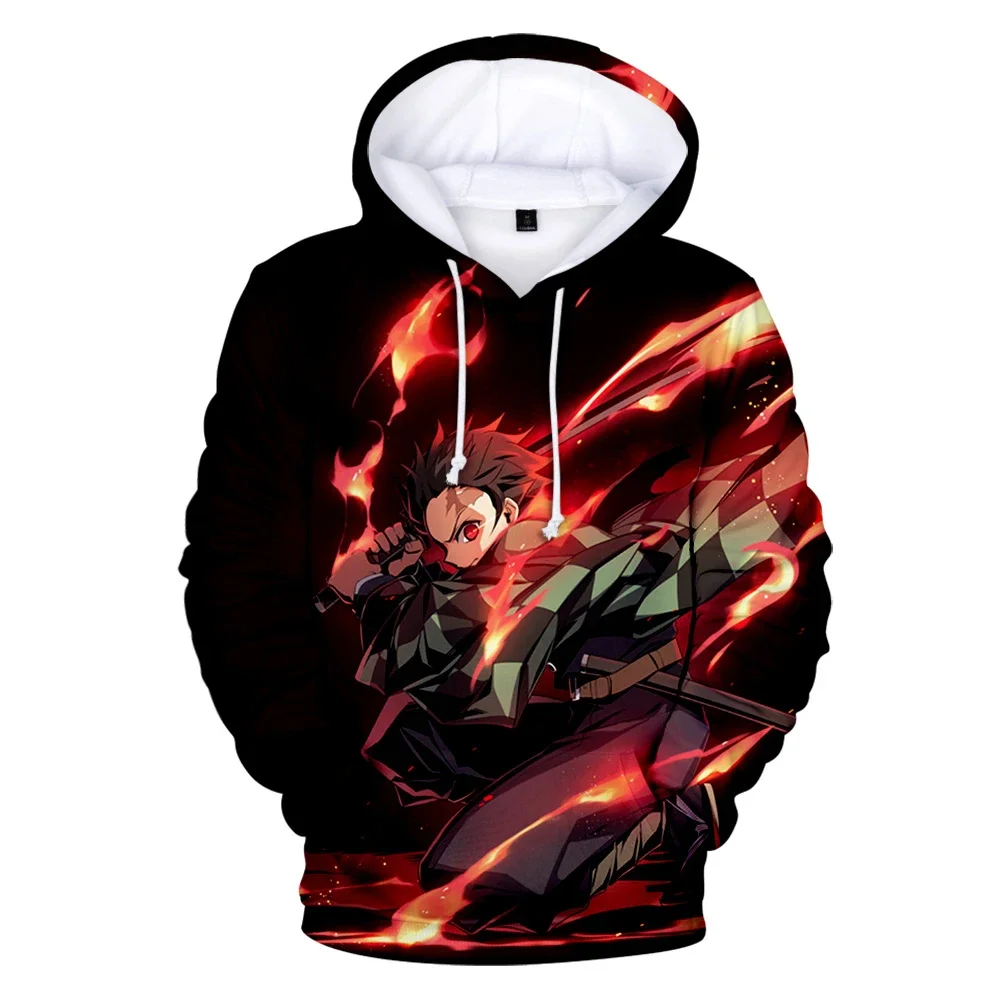 3D Demon Slayer Kimetsu No Yaiba Hoodies Men Women Sweatshirts Men's Hooded Black White Checkered Pattern Full Hoodies Casual