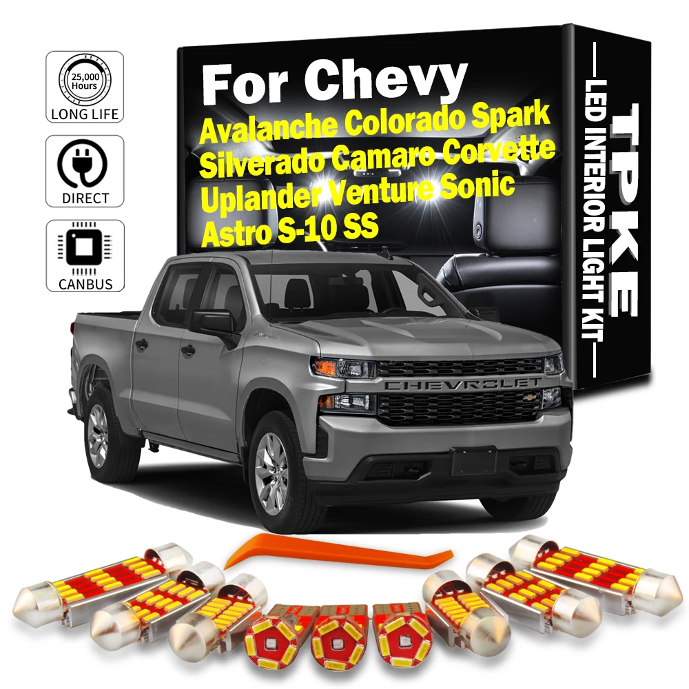 

TPKE для Chevrolet Avalanche Uplander Colorado Silverado Corvette Camaro Venture Sonic Spark Astro комплект внутреннего светодиодного освещения Canbus