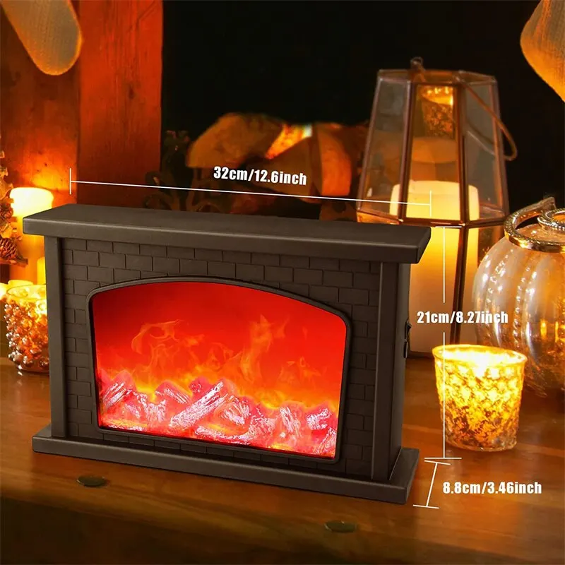 LED Fireplace Flame Lantern Lamp Simulation Flame Night Light USB Or Battery Powered Flameless Lamp for Courtyard Room Decor