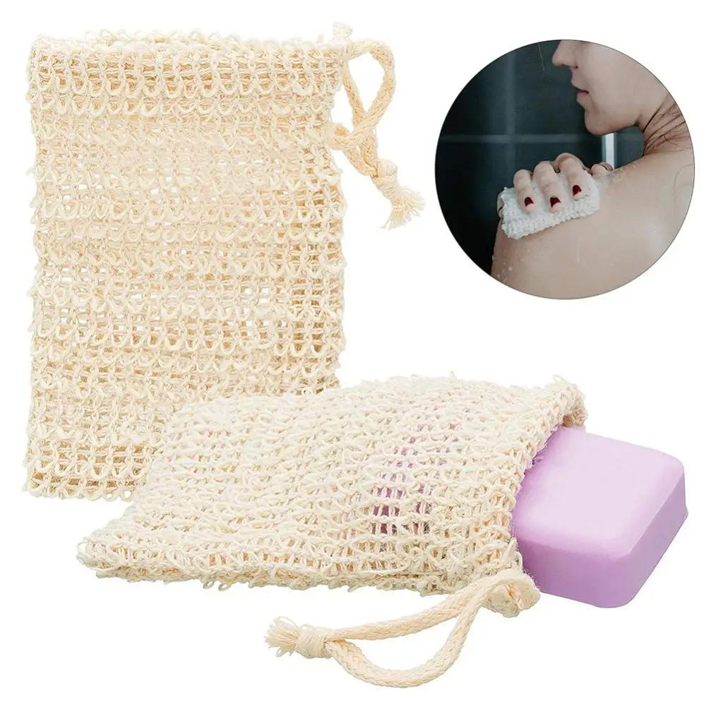 1PC Fashion Nice Natural Ramie Shower Exfoliator Sponge Pouch Net Comfortable Bubble Blister Mesh Soap Saver Foaming Bag