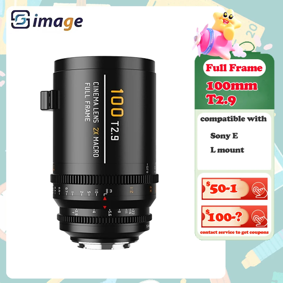 SGimage 100 مللي متر T2.9 2X عدسة ماكرو إطار كامل 2X التكبير دليل التركيز Cine عدسة لسوني A7S لايكا SL