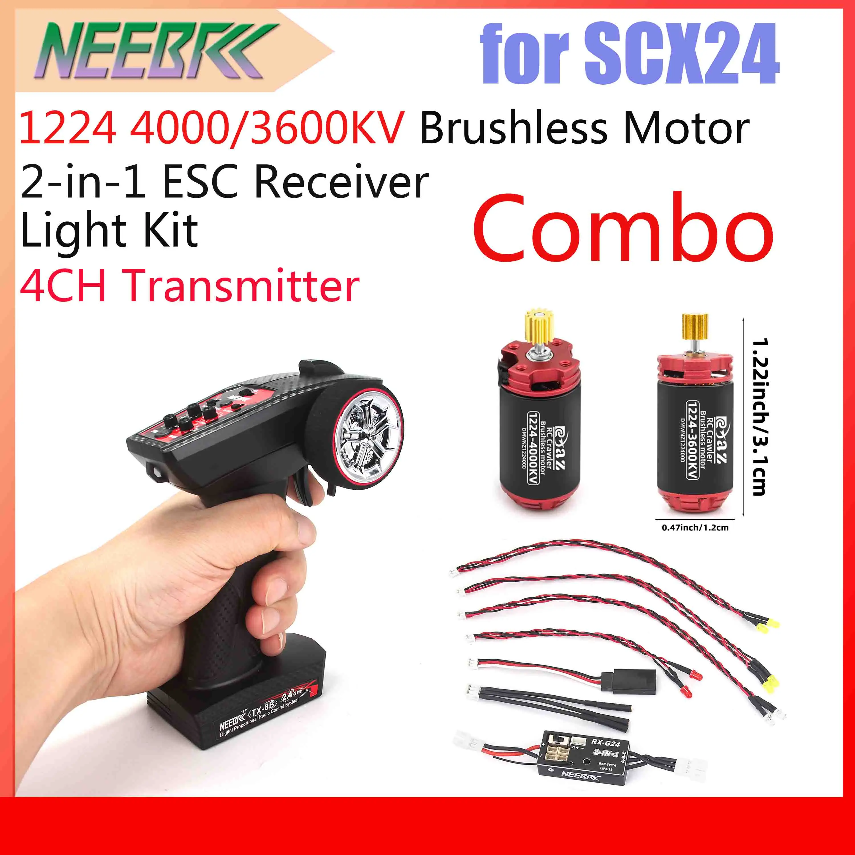 Brushless Motor Esc Combo Rc Crawler - NEEBRC 1224 4000/3600KV 브러시리스 모터, 2-in-1