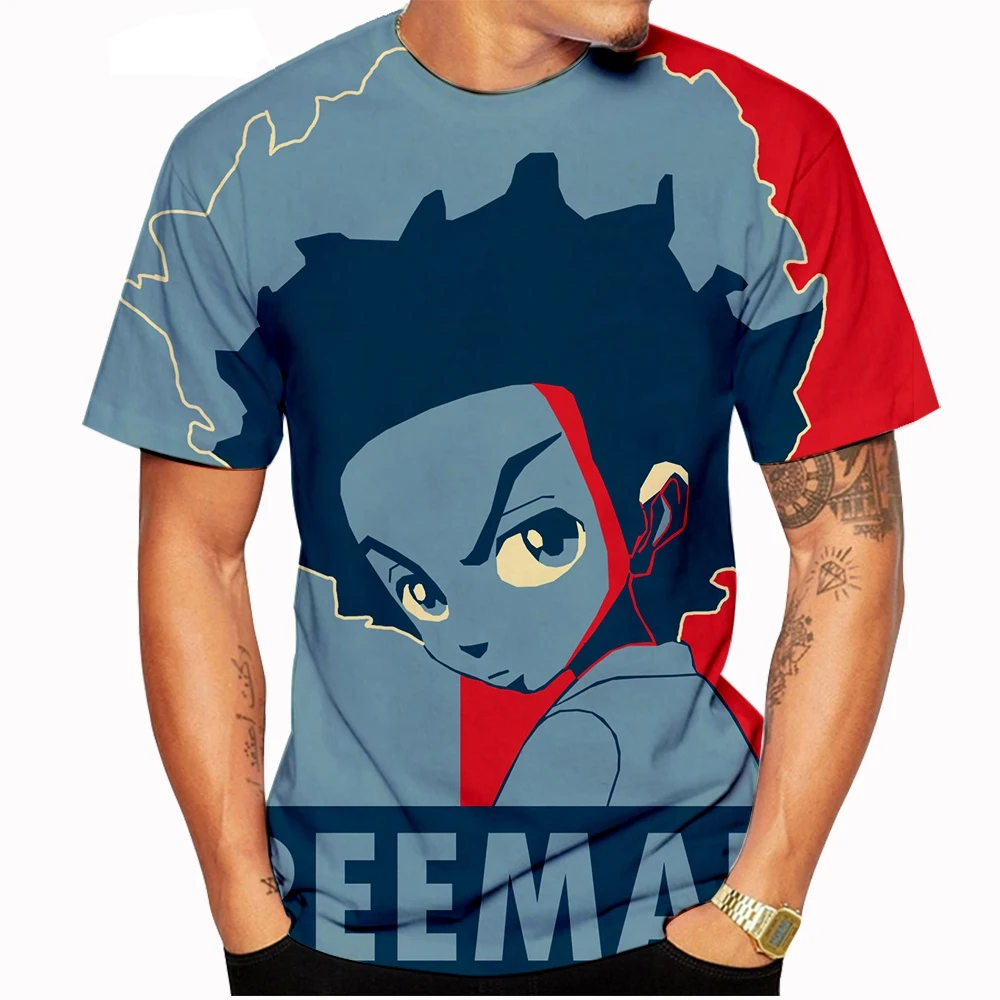 Summer new unisex fashion short-sleeved T-shirt Craig Smokey x Boondocks Huey Riley 3D printed casual T-shirt Kids Tops 100-6XL