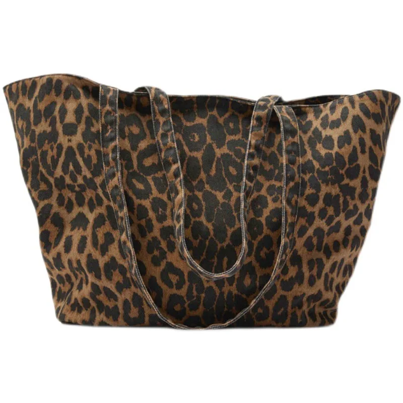 ‌ 2025 Nuova borsa tote con stampa leopardata per donna Borsa shopper spaziosa di grande capacità Borsa da lavoro con tracolla con manico superiore alla moda