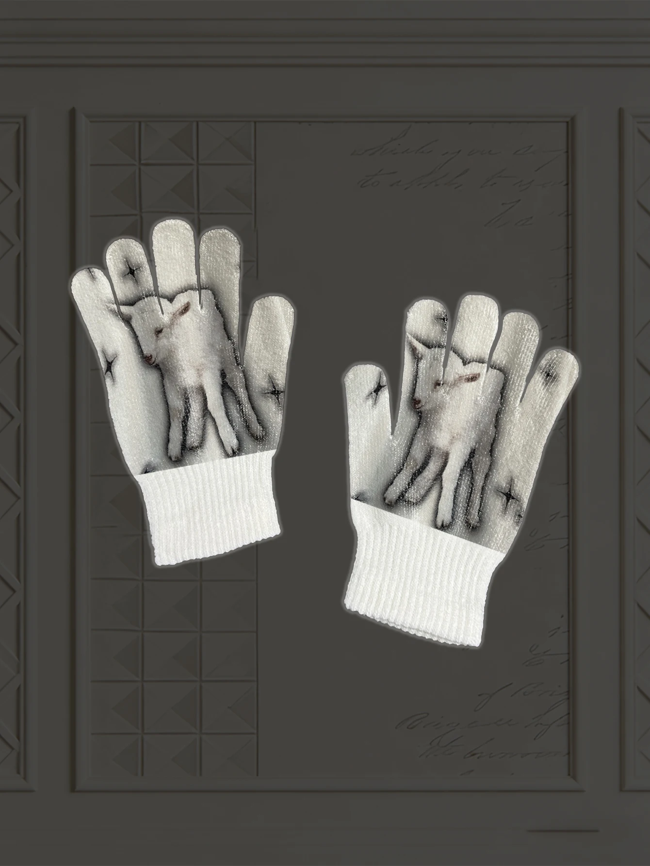 

Готические вязаные перчатки с узором ягненка и крестообразным дизайном, унисекс, зимние теплые перчатки с полным пальцем, модные повседневные перчатки в темном стиле