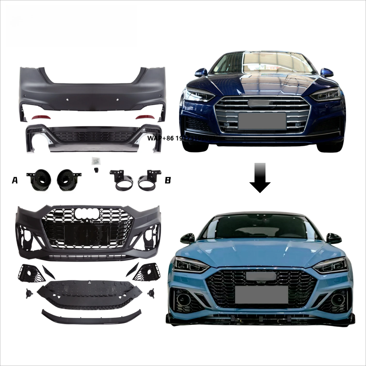 

2017-2020 A5/A5L Easy Installation Front Car Bumper Grille Diffuser New Condition Bodykit Upgrade for RS5 2021+
