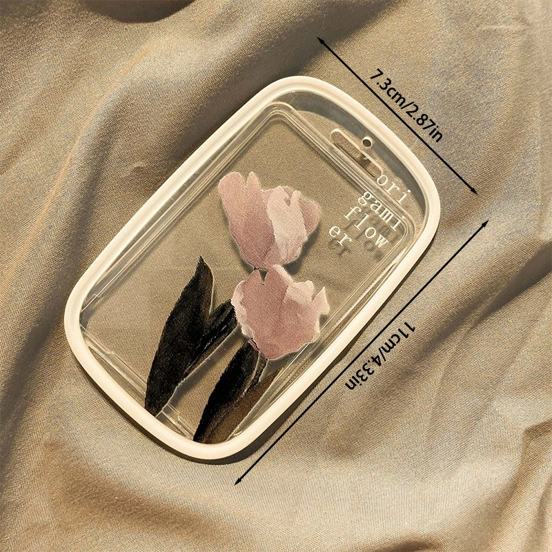 Pretty Tulip Transparent Photo Card Holder Design Idol Photo Sleeve Anti Lost Keychain Photocards Protector Case Student Card