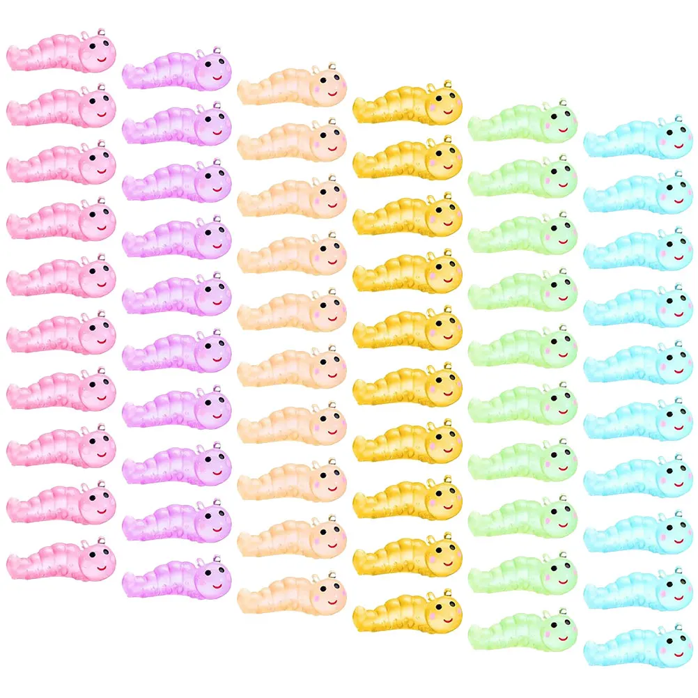 

60Pcs Luminous Cartoon Caterpillar Resin Decorations Desktop Micro Landscape Adornments Small Miniature Resin Craft Desk