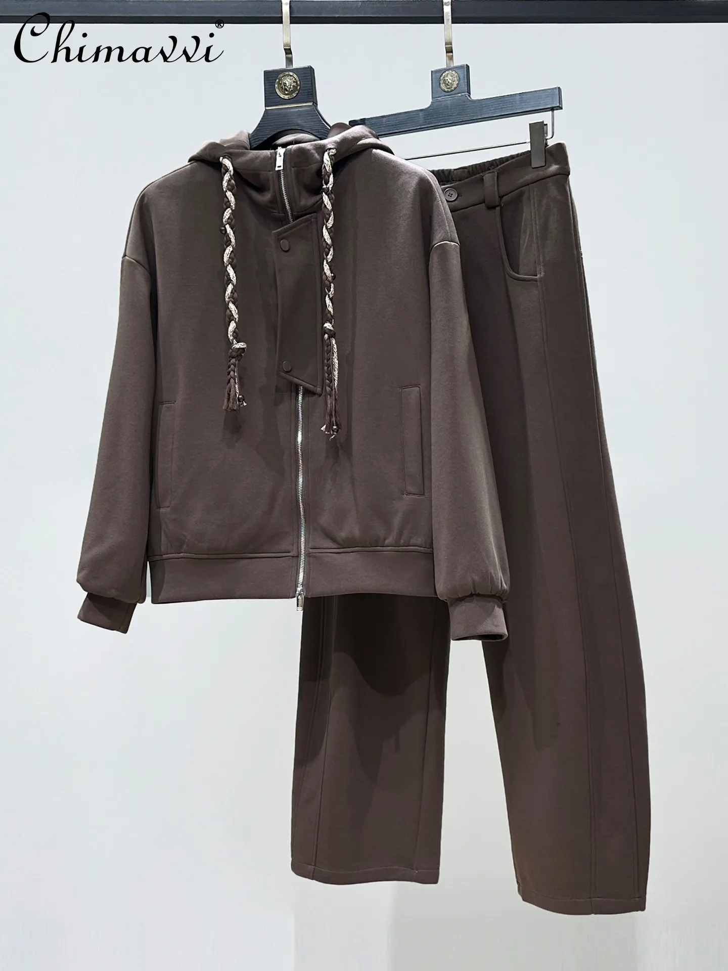 

Новинка весны 2026, мужские спортивные комплекты, толстовки большого размера с капюшоном на шнурке, свободные повседневные прямые спортивные штаны, комплекты из двух предметов для мужчин