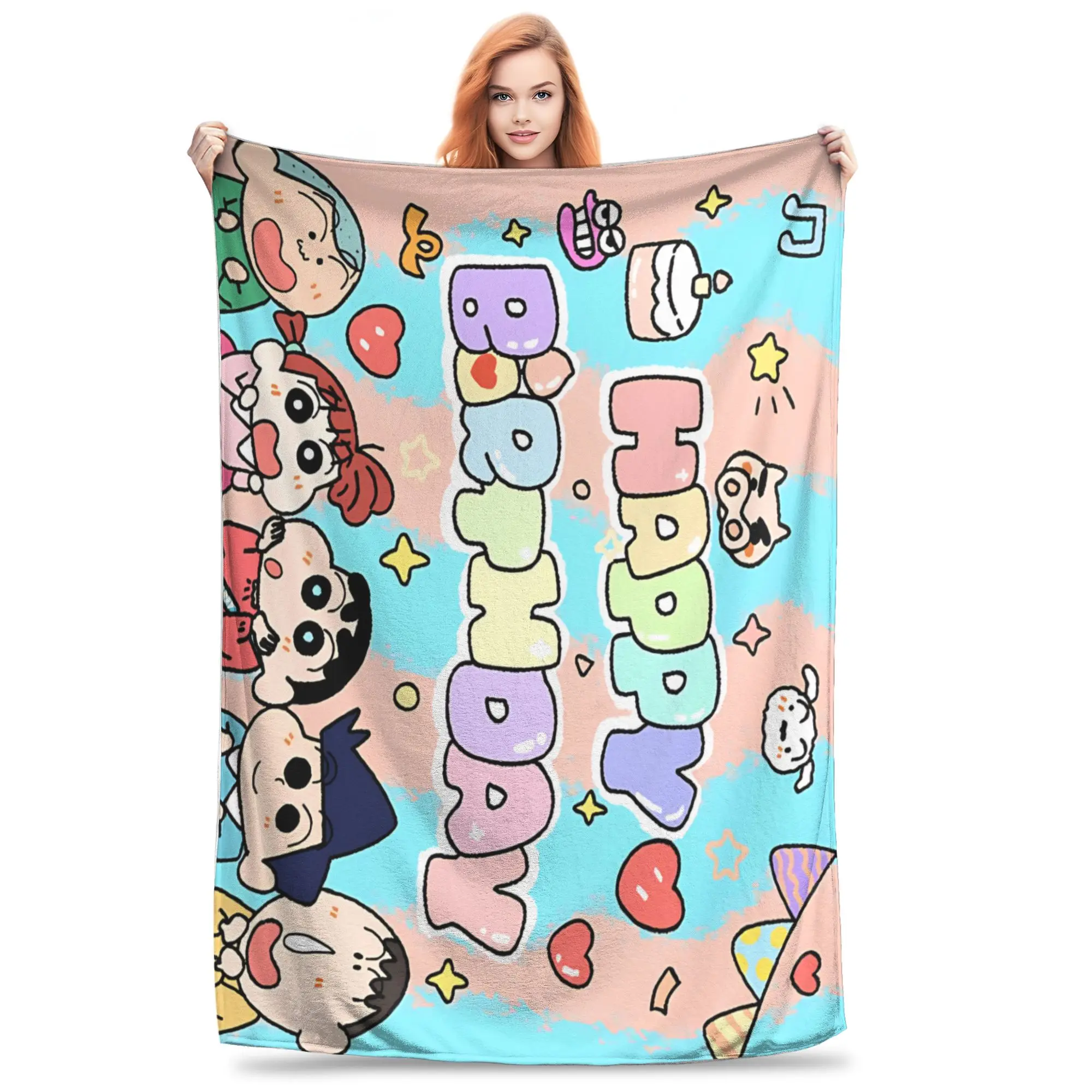 1PC home Cutecore Crayon S Shin chan  Blanket Super Cosy Plush Home Living Room Sofa halloween