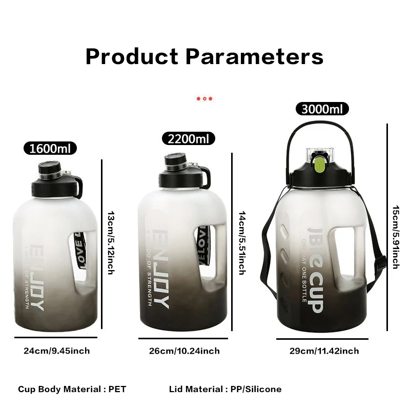 Botella agua gran capacidad con asa para pesca deportiva