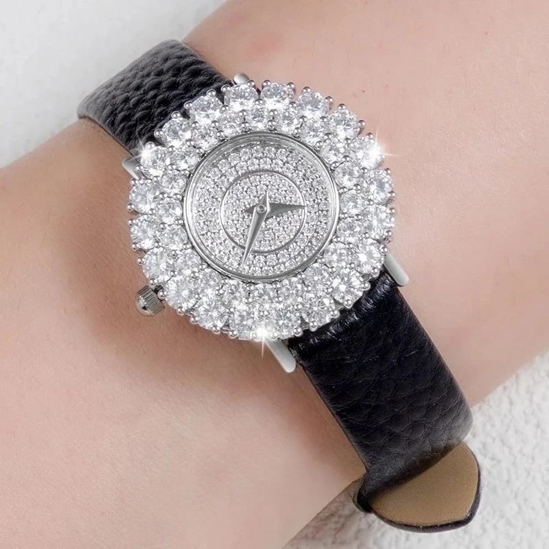 

High quality new fashionable watch, pure silver pearl diamond women's watch, customized luxury quartz watch