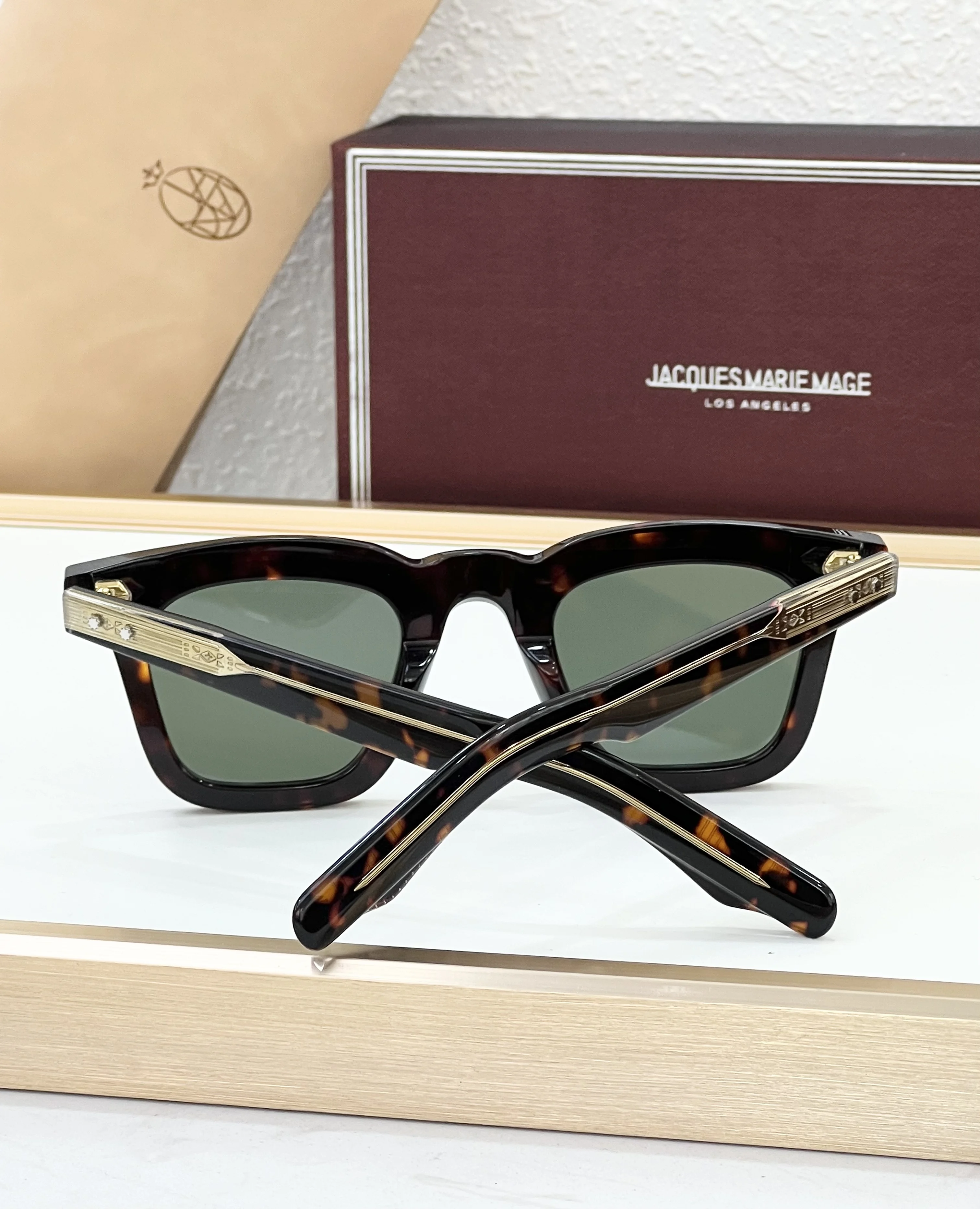 

Fashion Trend JACQUES MARIE MAGE Vintage Sunglasses LECLAIR New Colors Solid Thick Acetate UV400 Retro Square Type sunnies + Box