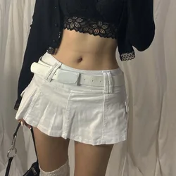 Women's skirt Gothic Mini skirts Low Rise Black ​Pocket Patchwork A-Line Skirt Aesthetic Harajuku have leggings korean fashion