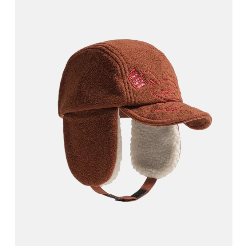 

Милые зимние шапки с вышитым маленьким кроликом Lei Feng для мужчин и женщин, толстая защита от холода, теплая шапка-бомбер