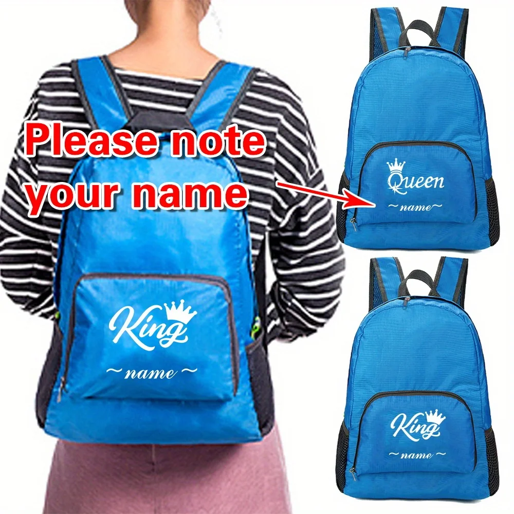 Personalized Customization Foldable Blue Backpack Travel Bag Lightweight Storage Bag Outdoor Eco-friendly Backpack