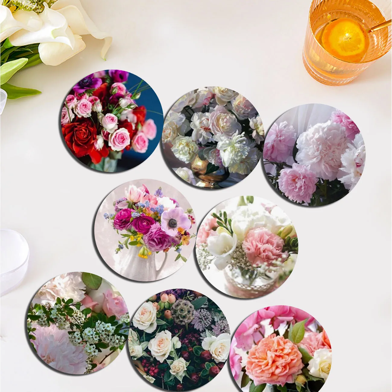 8-piece set - wooden coaster for desktop protection, anti slip and heat-resistant dining table decoration