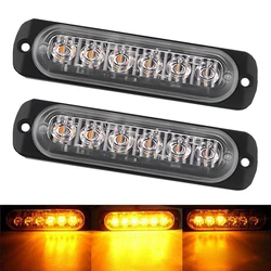 2x Truck 12V 24V 6smd LED Strobe Warning Light Strobe Grille Flashing Lightbar Car Beacon Lamp Amber Yellow White Traffic Light