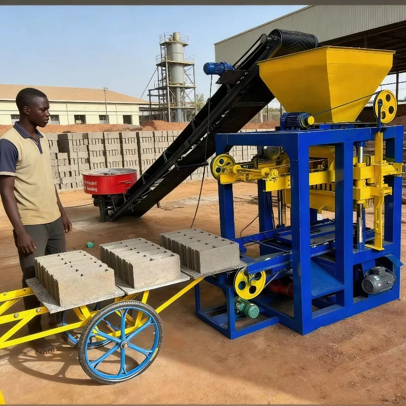 QTJ4-24 PLC Controlled Gear Concrete Block Making Machine Engine High Efficiency Hydraulic System Pavers Landscape Curbs