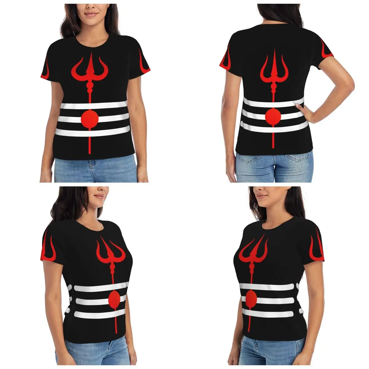 Camiseta de Shiva, Dios hindú de la India, Lingam Shiva Trishul, camisetas de manga corta para mujer, ropa con cuello redondo, camisetas de algodón de verano, ropa de calle