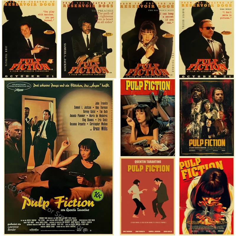 Pósteres de Pulp Fiction de película clásica Retro, impresiones de película Tarantino, decoración Vintage para el hogar y la sala de estar, cuadro