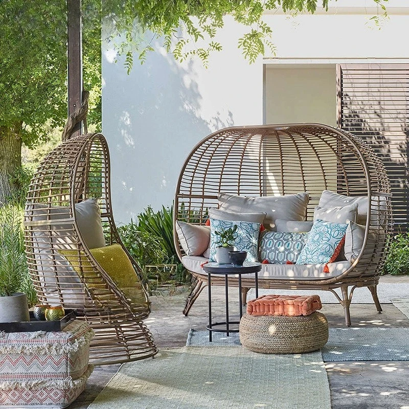 Outdoor villa courtyard rattan sofa open-air waterproof sunscreen bird's nest lazy rattan chair outdoor