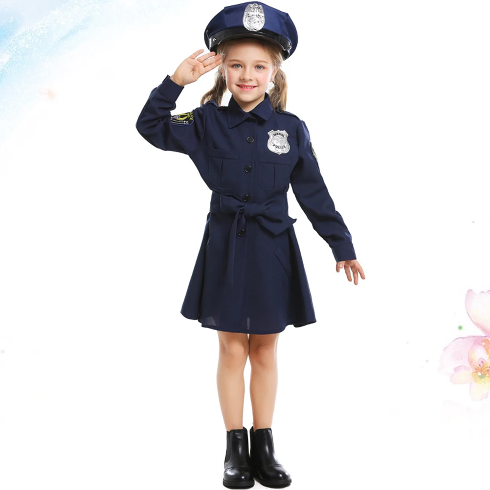 

Clothes for Girls Police Uniform Cosplay Role Halloween Costume Conjoined Costumes Navy Child