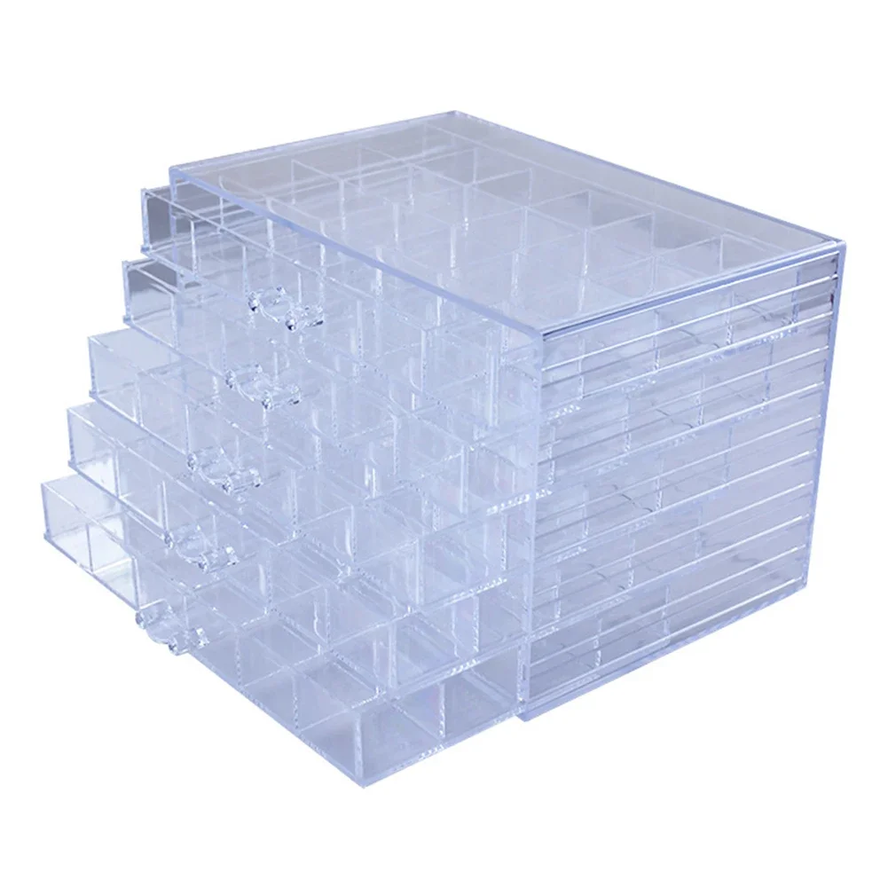 

Акриловая шкатулка-органайзер для украшений с 79 отделениями: для колье, серег, колец. Прозрачная.