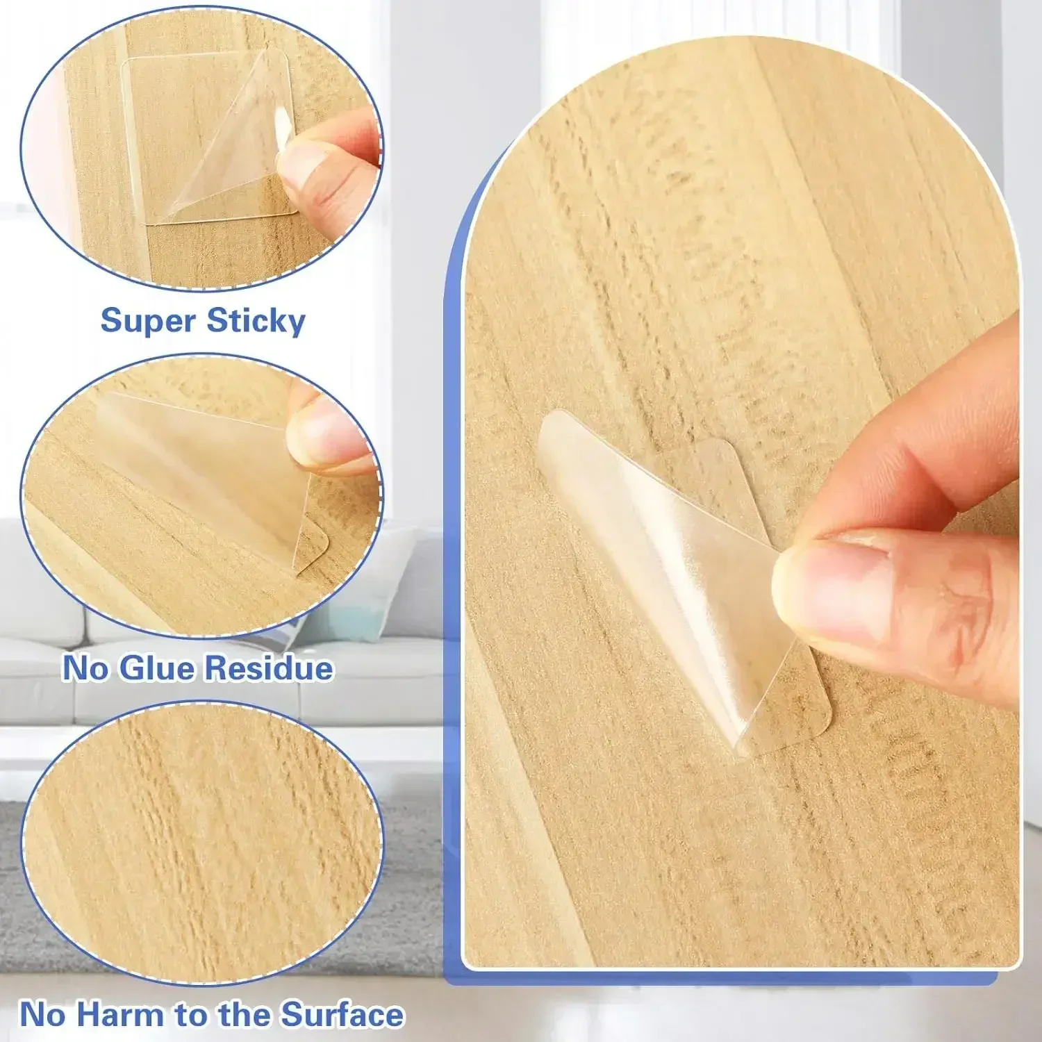 Reusable Super Strong Double Sided Adhesive Tape Patch for Home Seamless Waterproof TapesTransparent Square Nano Wall Stickers