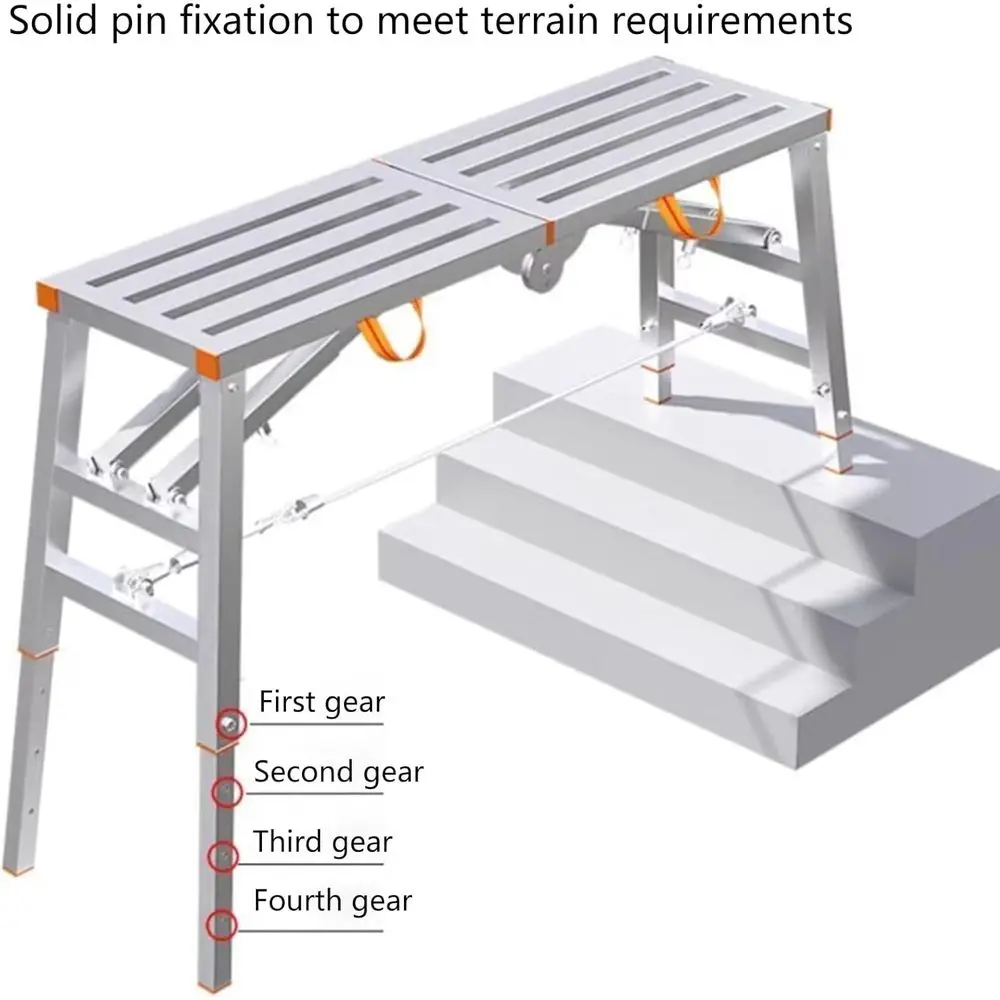 Adjustable Height Folding Step Ladder with Carry Handle, 330 lbs Capacity, 140 cm Tall Storage Bench