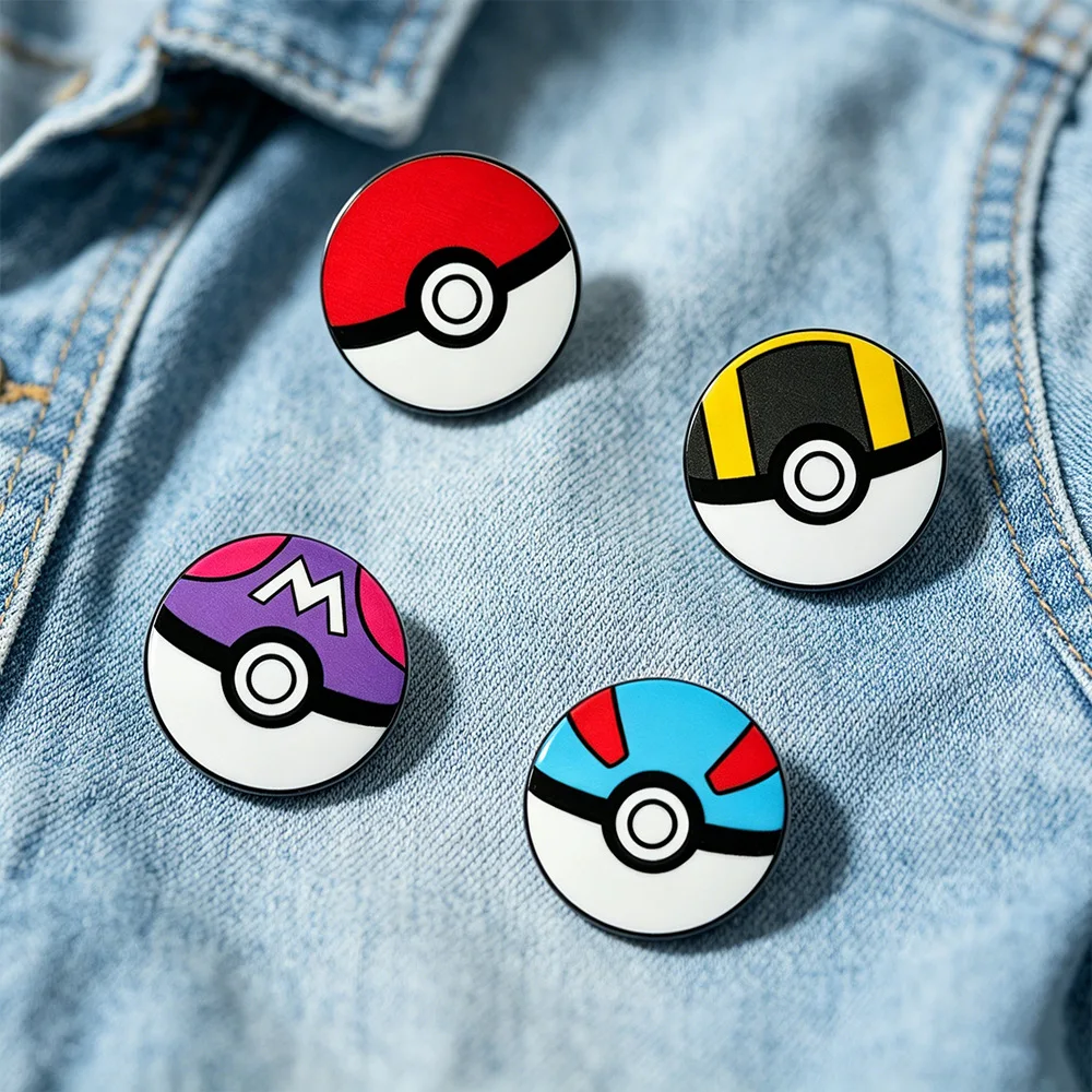 Pokemon Poke Ball Enamel Pins 4Pcs Set Master Ultra Great Ball Brooches Lapel Badges For Fans Gift view 6