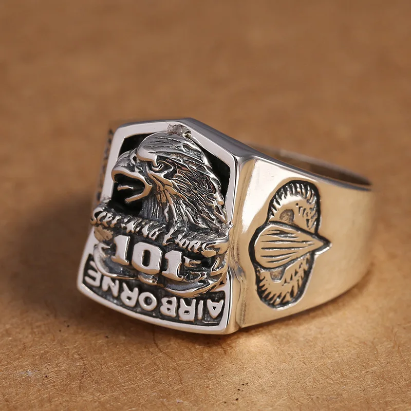 925 sterling silver jewelry men's personalized american soldiers eagle domineering ring thai silver retro eagle head ring