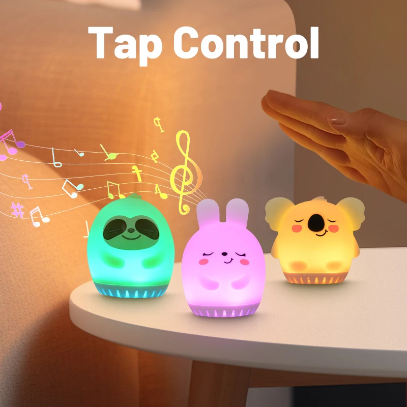 Mini Cute Rabbit White Noise Machine LED Night Light 20 Soothing Baby Music Sleep Aid Silicone Clap Lamp for Kids & Children - Image 5