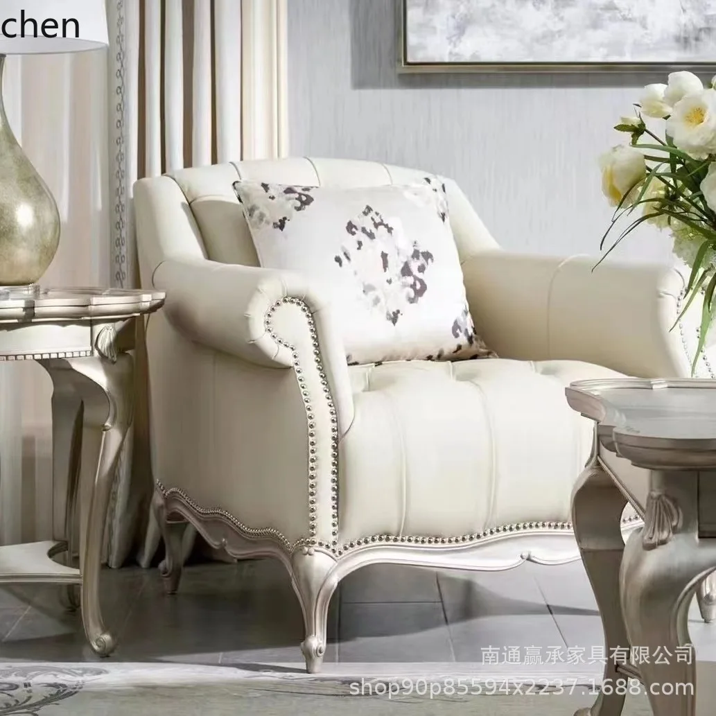 Sa-1   Sofa Set Retro Solid Wood Carved Living Room Three-Seater Complete Sofa