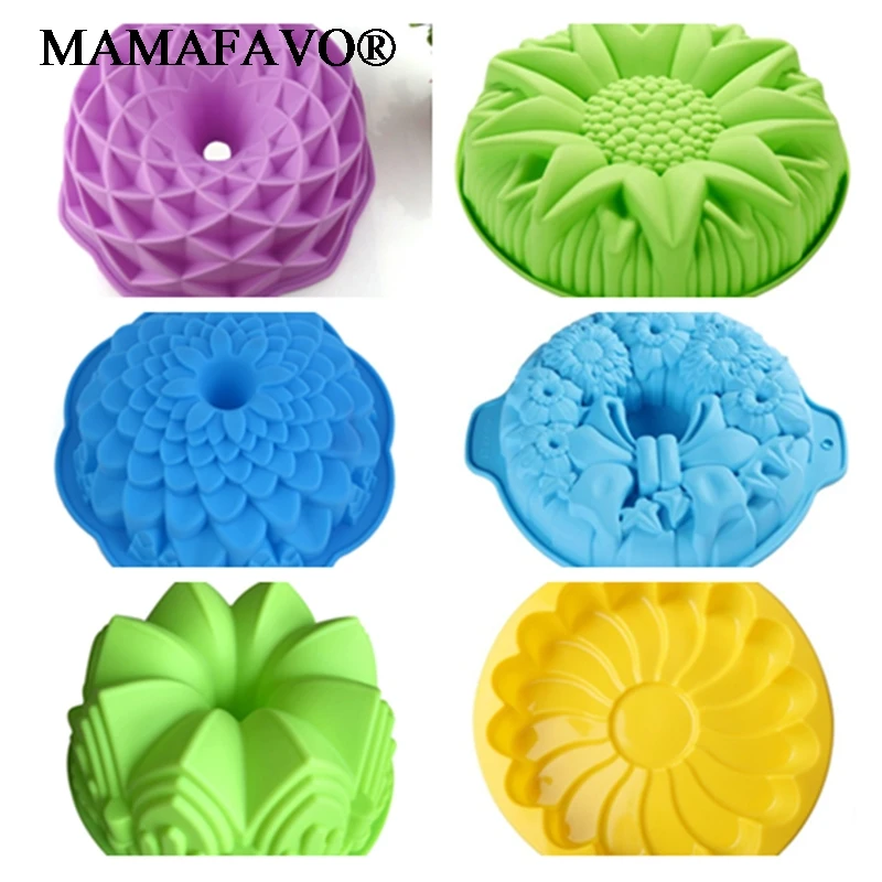 Silicone Big Cake Molds Flower Crown Shape Cake Bakeware Baking Tools 3D Bread Pastry Mould Pizza Pan DIY Birthday Wedding Party