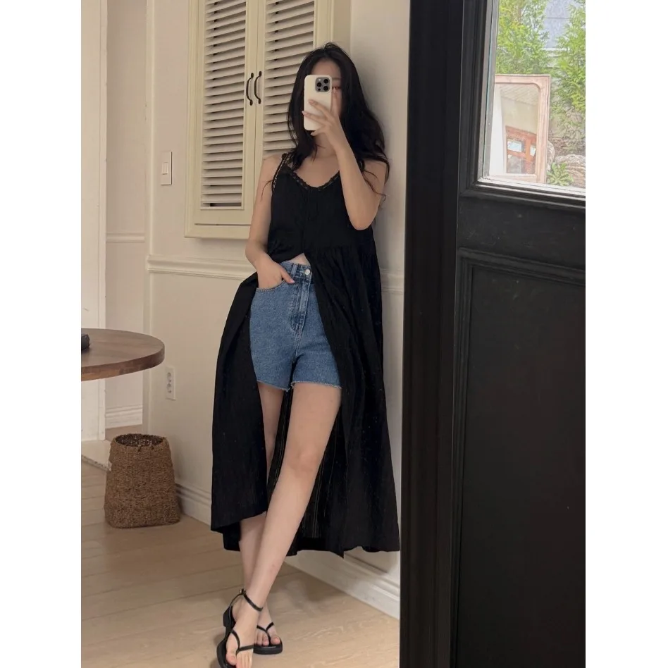 シンプルなシングルボタン刺繍ストラップドレス、花柄プリントコットン、春夏秋レディースワンピース、ファッショナブルなミニマリストデザイン