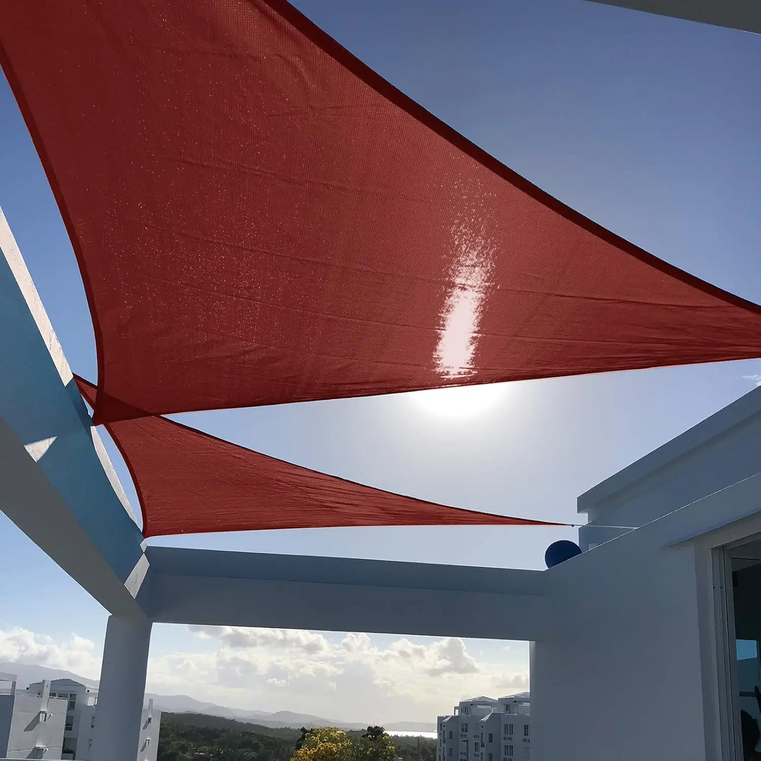 

Треугольный солнцезащитный тент 16'x16'x16' Terra Red с защитой от УФ-излучения для заднего двора, патио, сада, улицы