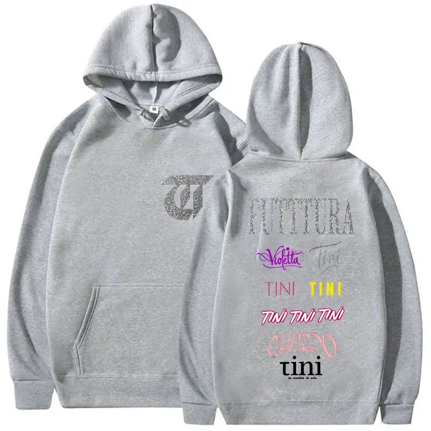 ألبوم جولة Fectura TINI STOESSEL 2025 Merch هوديس للجنسين روك قوطي كم طويل بلوزات ريترو الجمالية الصوف هودي القمم
