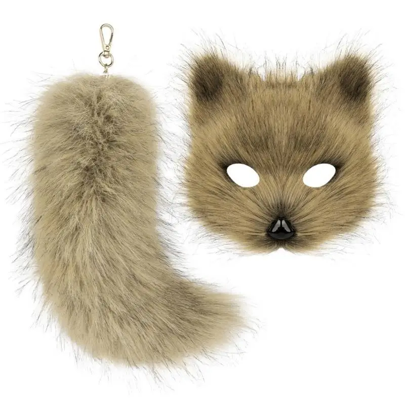 Maschera per animali Halloween da 39BB con portachiavi fascino della coda animale, accessori per decorazione costumi