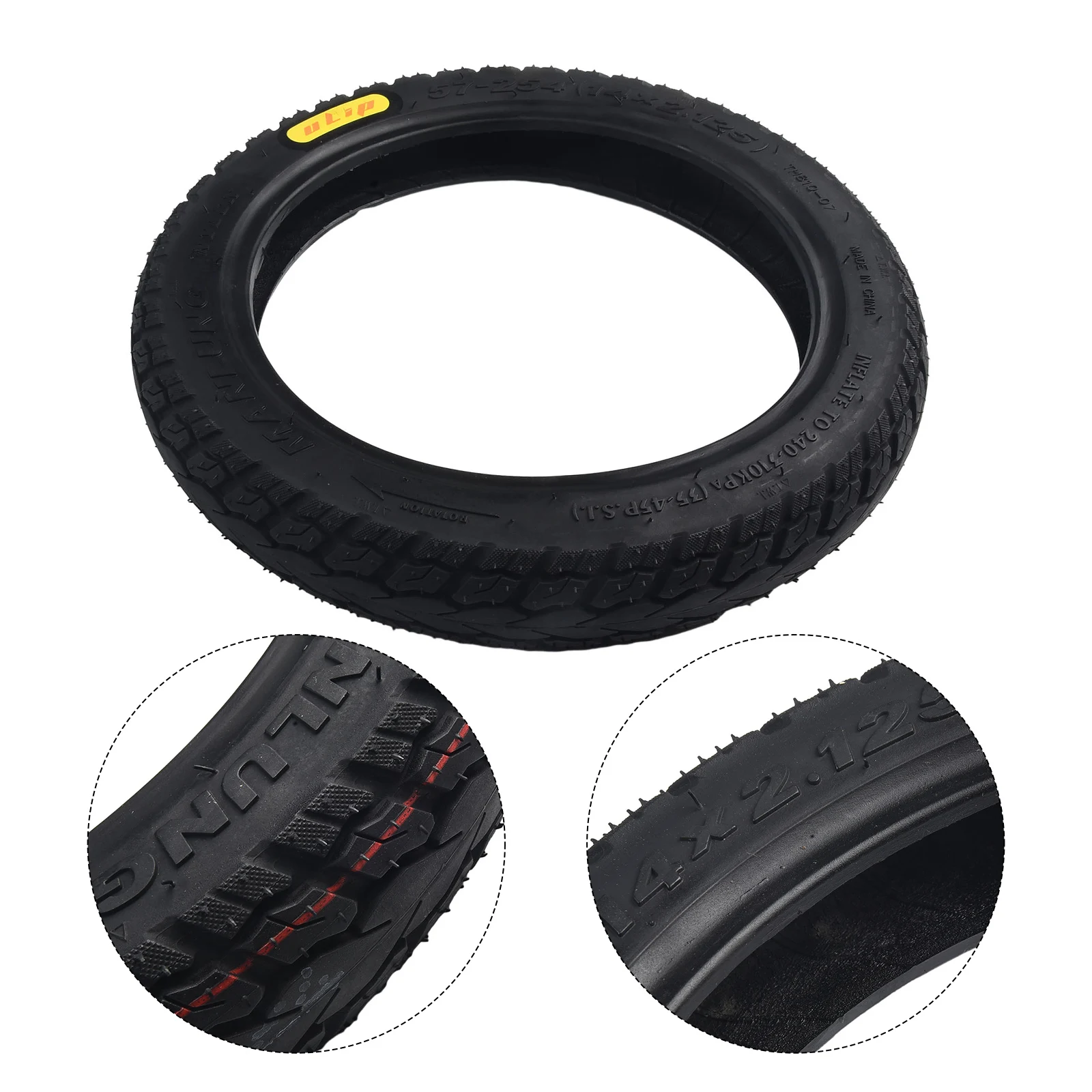 

Electric Bicycle Tubeless Tyre Rubber Wearproof 14x2.125 Black Electric Bicycle Electric Bike For E-bike Portable