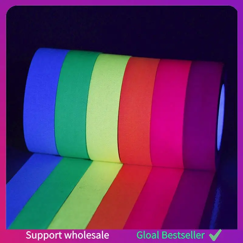 A38M UV Glow Cotton Tapes Neon Party Tape Safety Warning Neon Tape UV Tape Stage Props Wedding Home Durable Easy Install