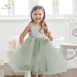 Dave Bella Girls Princess Dress 2024 New Summer Children Baby Sleeveless Mesh Noble Charm Classy Party Evening Dress DB2241017