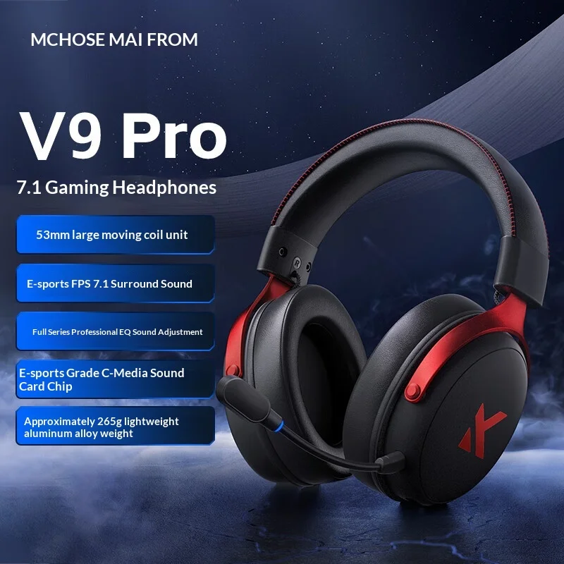 MCHOSE V9 Pro Wireless Bluetooth Headset with Three Mode Microphone Noise Reduction Dynamic Sound Low Delay Office And Gaming