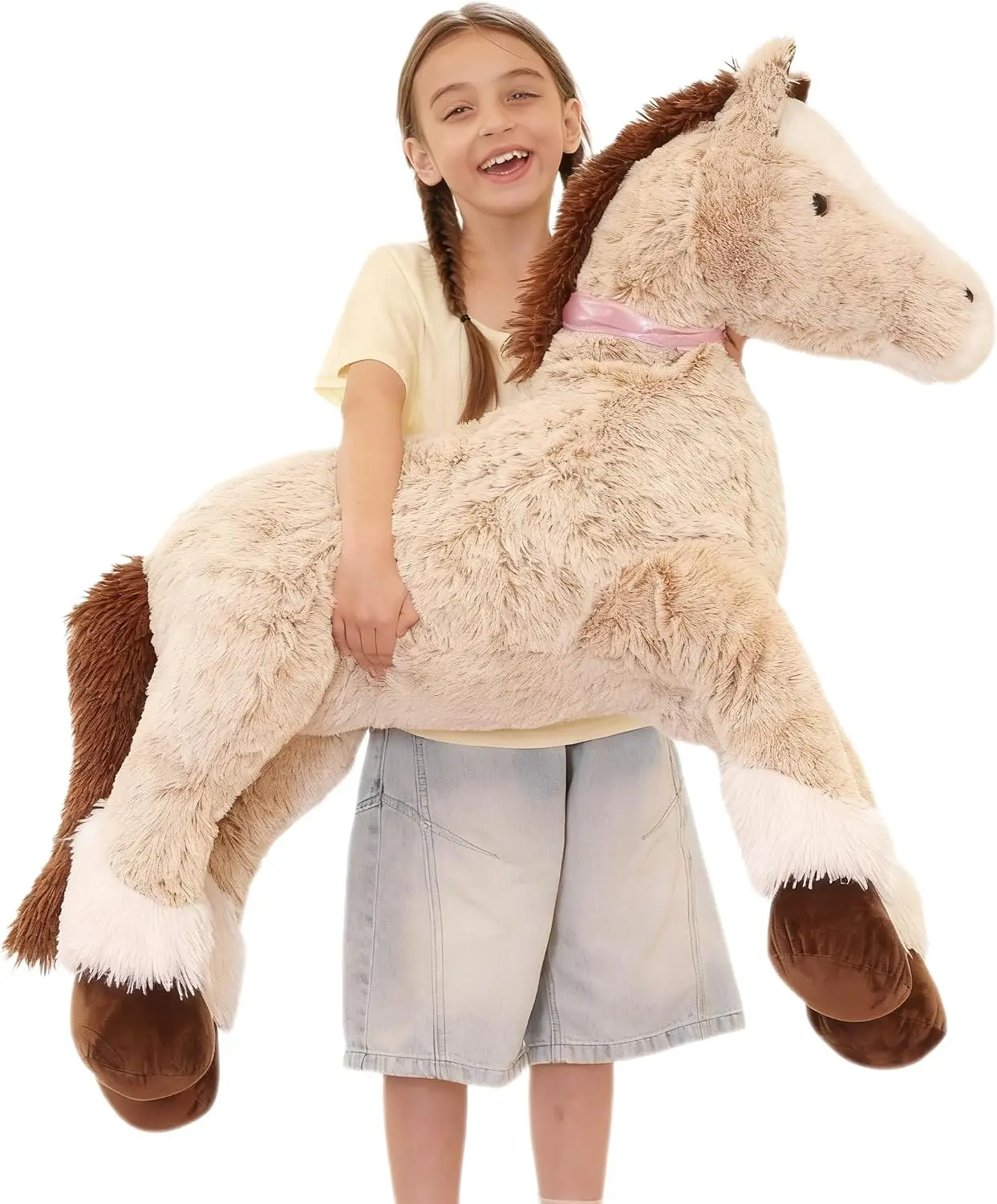 Giant Brown Horse Stuffed Animal Pillow 2-Pack, Soft Plush Horse Toys for Boys and Girls, 35 Inch and 47 Inch