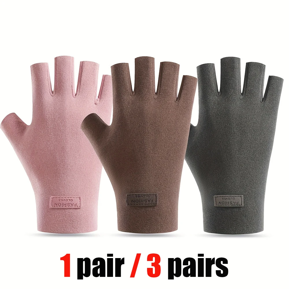 1Pair/3Pairs Autumn Winter Warm Half-Finger Gloves Men's Women's Elastic Comfortable Gloves Women Fashion Gloves