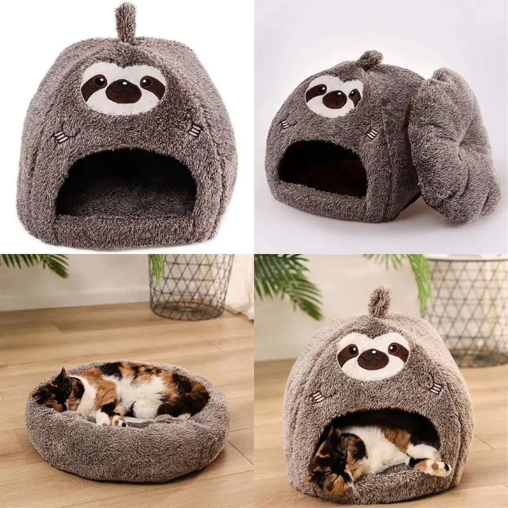 

comfy sloth-inspired dream series circular pet beds for cats, cozy nest teddy kennel igloo beds, self-heating pet mats, and warm